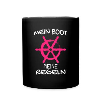 Kapitän Mein Boot Meine Regeln Geschenk - Tasse einfarbig - Schwarz - Vorne