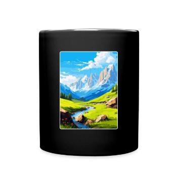 Picos De Europa National Park Spain Travel Poster - Full Colour Mug - black - Front