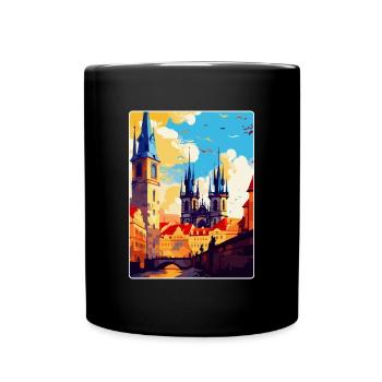 Prague Czech Republic Vintage Travel Poster WPA - Full Colour Mug - black - Front