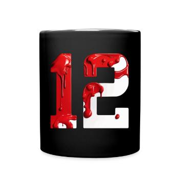 NON. 12 NUMÉRO 12 ROUGE BLANC 12E ANNIVERSAIRE - Mug uni - noir - Devant