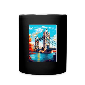 Tower Bridge England Uk Reise Poster Souvenir WPA - Tasse einfarbig - Schwarz - Vorne