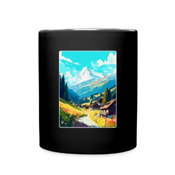 Mayrofen, Autriche, Affiche de voyage vintage, souvenir - Mug uni - noir - Devant