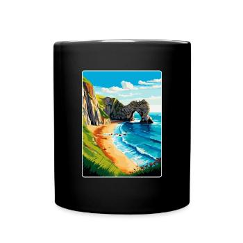 Durdle Door England Uk Reise Poster Souvenir WPA - Tasse einfarbig - Schwarz - Vorne