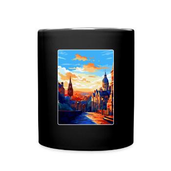 Édimbourg, Écosse, Royaume-Uni, Affiche de voyage, Souvenir, WPA - Mug uni - noir - Devant