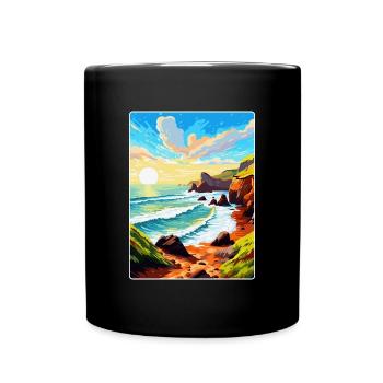 Hartland Quay Devon Vintage Travel Poster Souvenir - Full Colour Mug - black - Front