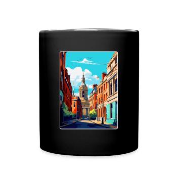 Leeds England Uk Vintage Travel Poster Souvenir - Full Colour Mug - black - Front