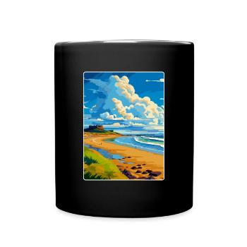 Northumberland Coast Anob Travel Poster Souvenir - Full Colour Mug - black - Front
