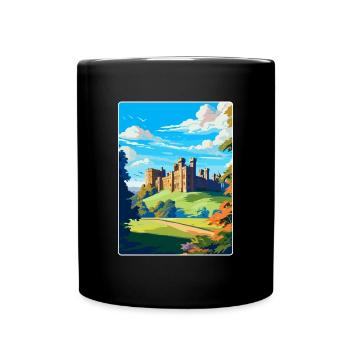 Alnwick Castle England Uk Vintage Travel Poster - Full Colour Mug - black - Front
