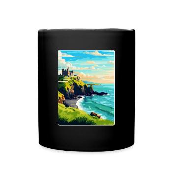 Dunluce Castle Ireland Uk Vintage Travel Poster - Full Colour Mug - black - Front