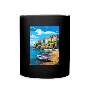 New Quay Wales Uk Vintage Travel Poster Souvenir - Full Colour Mug - black - Front
