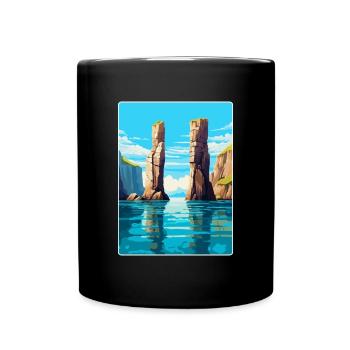 Stack Rocks Pembrokeshire Vintage Reiseposter - Tasse einfarbig - Schwarz - Vorne