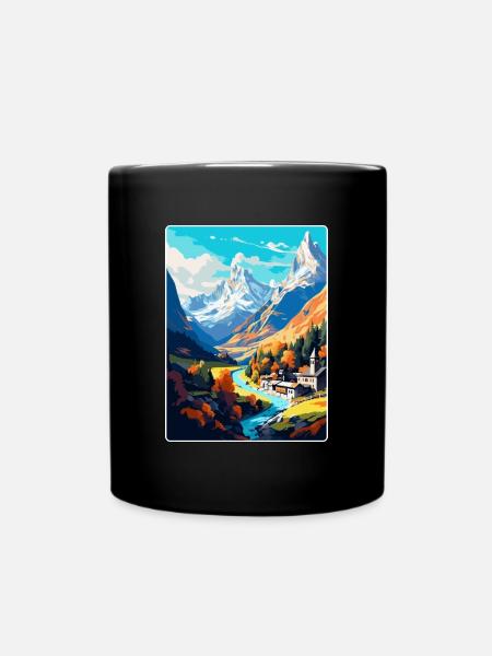 Vallée d’Aoste Italie Poster de voyage vintage souvenir - Mug uni - noir