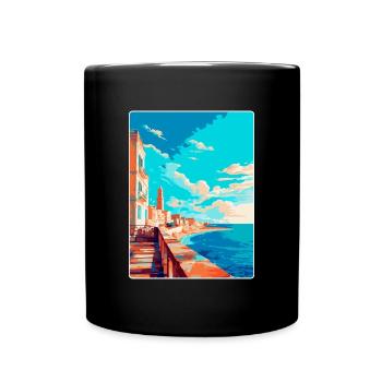 Cadix Espagne Affiche de voyage vintage WPA Art Souvenir - Mug uni - noir - Devant