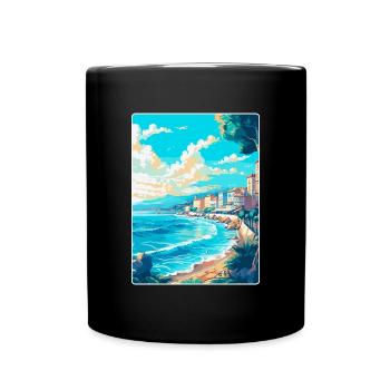 Nizza Frankreich Vintage Reiseplakat WPA Kunst Souvenir - Tasse einfarbig - Schwarz - Vorne