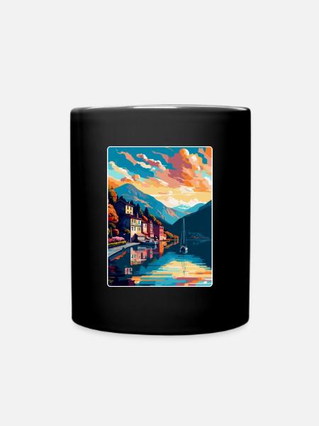 Mondsee Österreich Vintage Reiseplakat Souvenir WPA - Tasse einfarbig - Schwarz