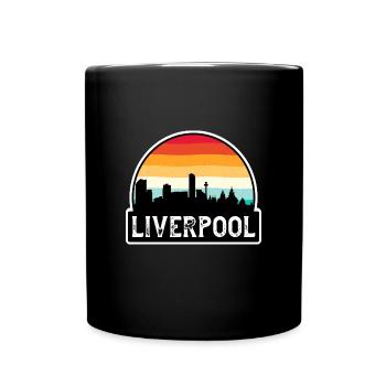 Liverpool England Flagge Skyline Reisesouvenir - Tasse einfarbig - Schwarz - Vorne