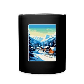 Gstaad Switzerland Vintage Travel Poster Souvenir - Full Colour Mug - black - Front