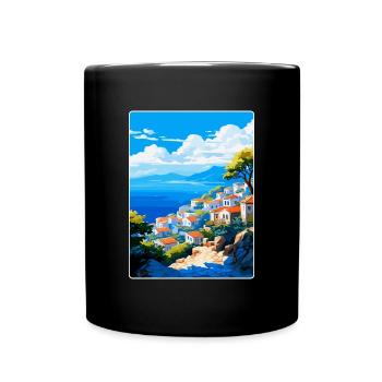 Hydra Grèce Vintage Voyage Poster WPA Souvenir - Mug uni - noir - Devant