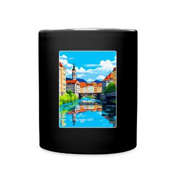 Ljubljana Slovénie Affiche de voyage vintage souvenir - Mug uni - noir - Devant
