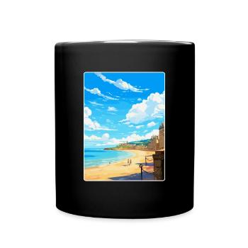 Saint Malo France Poster de voyage vintage souvenir - Mug uni - noir - Devant
