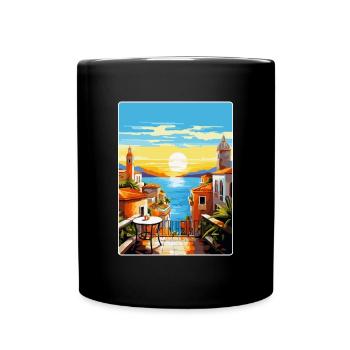 Malaga Espagne Affiche de voyage vintage WPA Souvenir - Mug uni - noir - Devant