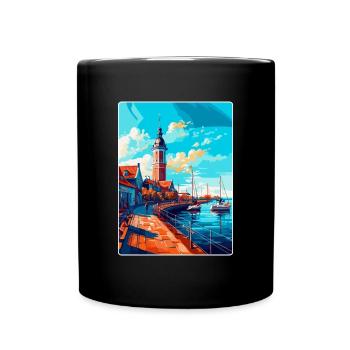 Ustka Poland Vintage Travel Poster WPA Souvenir - Full Colour Mug - black - Front
