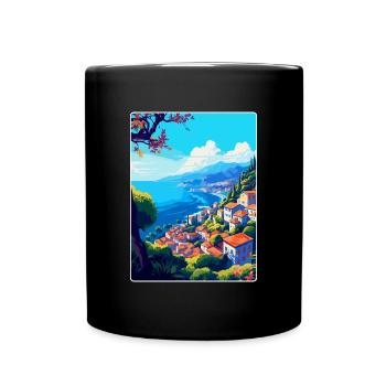 Funchal Portugal Vintage Reiseplakat Souvenir - Tasse einfarbig - Schwarz - Vorne