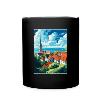 Visby Schweden Vintage Reiseposter WPA Souvenir - Tasse einfarbig - Schwarz - Vorne