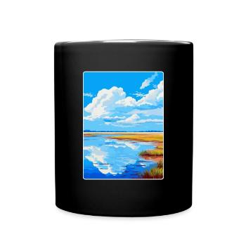 Niedersächsisches Wattenmeer Deutschland Vintage Reiseplakat - Tasse einfarbig - Schwarz - Vorne