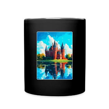 De Haar Castle Netherlands Vintage Travel Poster - Full Colour Mug - black - Front