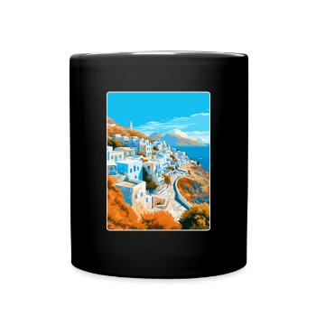Ios Greece Vintage Travel Poster Souvenir Souvenir - Full Colour Mug - black - Front