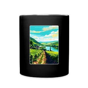 Affiche de voyage vintage de la vallée de la Moselle en Allemagne WPA - Mug uni - noir - Devant