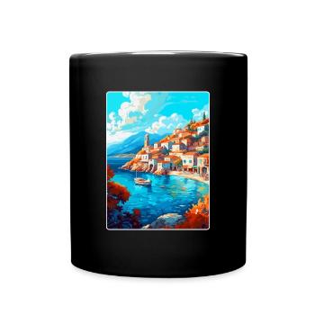 Hydra Grèce Vintage Voyage Poster WPA Souvenir - Mug uni - noir - Devant