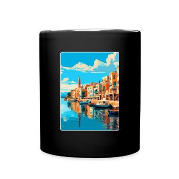 Rethymno Griechenland Vintage Reiseplakat Souvenir WPA - Tasse einfarbig - Schwarz - Vorne