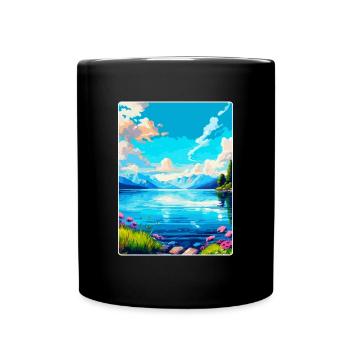 Lac Léman Suisse France Affiche de voyage WPA - Mug uni - noir - Devant