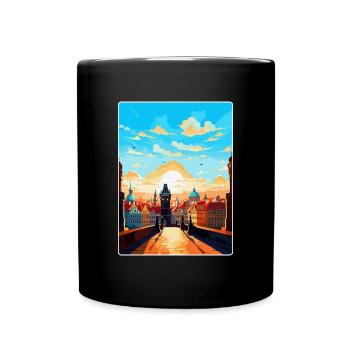 Prague Czech Republic Vintage Travel Poster WPA - Full Colour Mug - black - Front