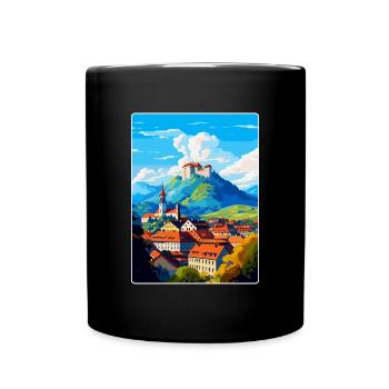 Ljubljana Slovénie Affiche de voyage vintage souvenir - Mug uni - noir - Devant