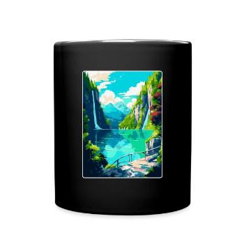 Nationalpark Plitvicer Seen Kroatien Reiseplakat - Tasse einfarbig - Schwarz - Vorne