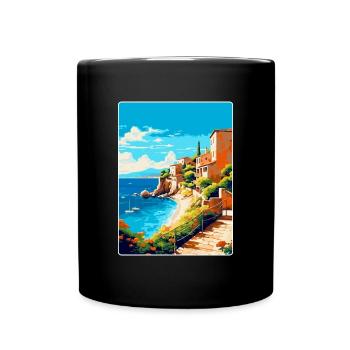 Costa Brava Spanien Vintage Reiseplakat Souvenir - Tasse einfarbig - Schwarz - Vorne