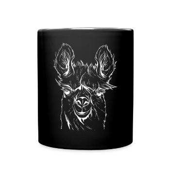 Lama Alpaka Strichzeichnung - Tasse einfarbig - Schwarz - Vorne
