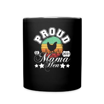 Proud Mommy Hen Retro Sun Circle - Full Colour Mug - black - Front