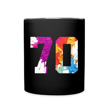 FARBIG NUMMER 70 BUNT 70. GEBURTSTAG - Tasse einfarbig - Schwarz - Vorne