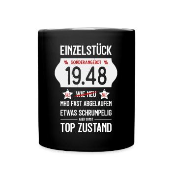 78. GEBURTSTAG 1948 EINZELSTÜCK PREISSCHILD - Tasse einfarbig - Schwarz - Vorne