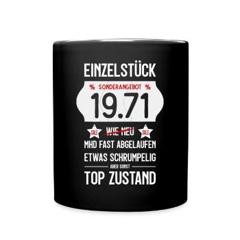55. GEBURTSTAG 1971 EINZELSTÜCK PREISSCHILD - Tasse einfarbig - Schwarz - Vorne