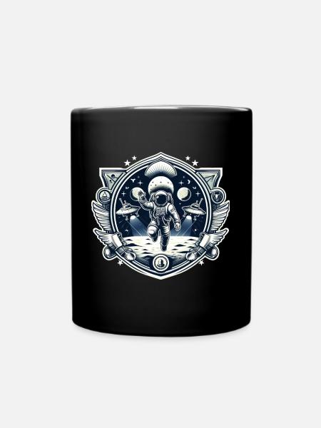 Astronaut Moon UFO Logo - Full Colour Mug - black