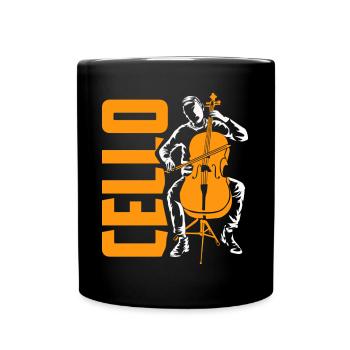 Vibrierendes Cello Orchesterklang - Tasse einfarbig - Schwarz - Vorne