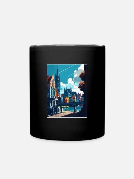 Gent Belgien Vintage Reiseposter WPA Souvenir - Tasse einfarbig - Schwarz