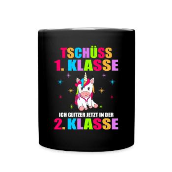 Tschüss 1.Klasse Ich Glitzer Jetzt In Der 2.Klasse - Tasse einfarbig - Schwarz - Vorne