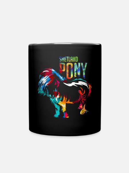 Zotteliges Shetlandpony Reitplatz - Tasse einfarbig - Schwarz