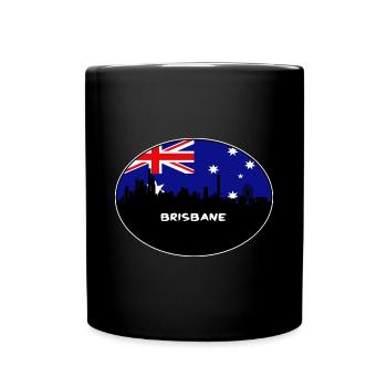 Brisbane Australien Flagge Skyline Silhouette Reisen - Tasse einfarbig - Schwarz - Vorne